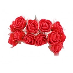 Raudonos dekoratyvinės gėlytės su tiuliu, 36 vnt.