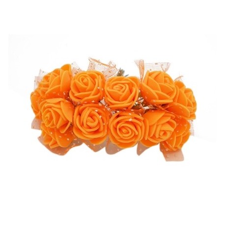 Oranžinės dekoratyvinės gėlytės su tiuliu, 36 vnt.