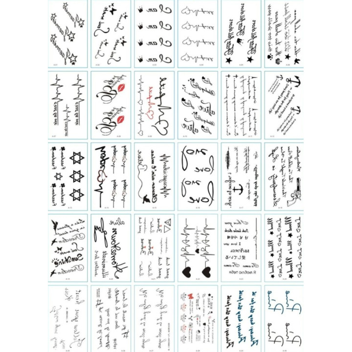 Laikinos tatuiruotės, 30 vnt