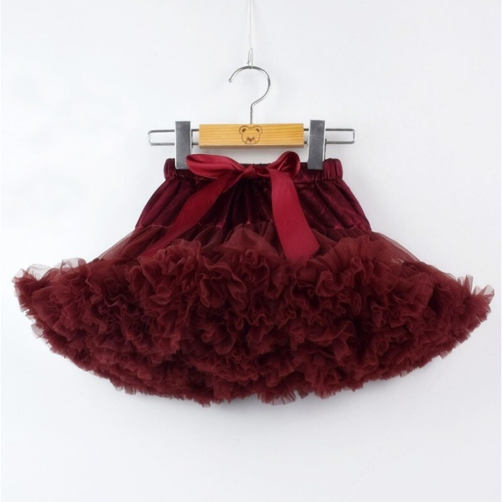 Bordo spalvos pūstas sijonas, 30 cm ilgio