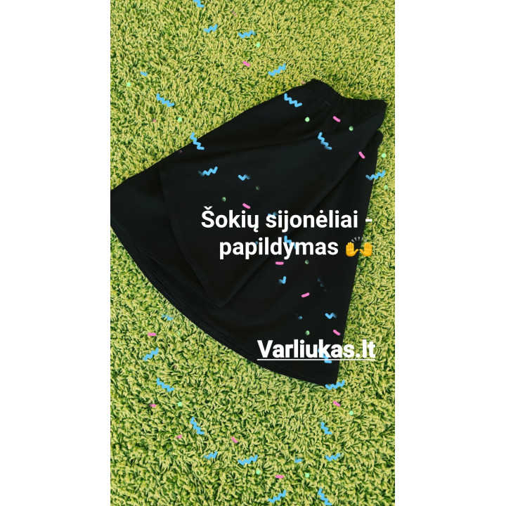 Juodas šokių sijonas, dideliu kliošu