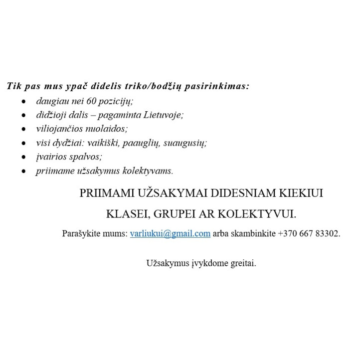 Baltas, klasikinis triko, ilgomis rankovėmis, be užsegimo