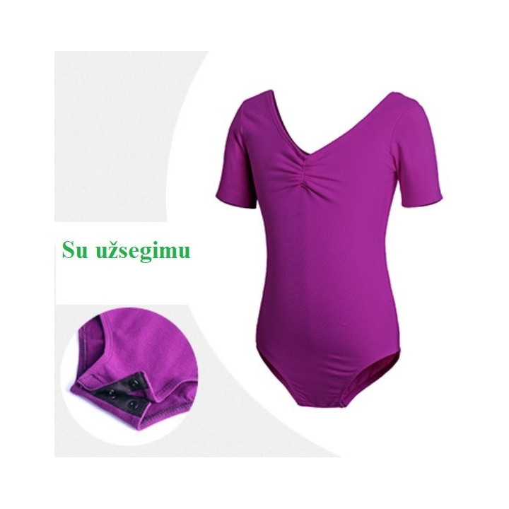 Violetinis triko, trumpomis rankovėmis, su užsegimu