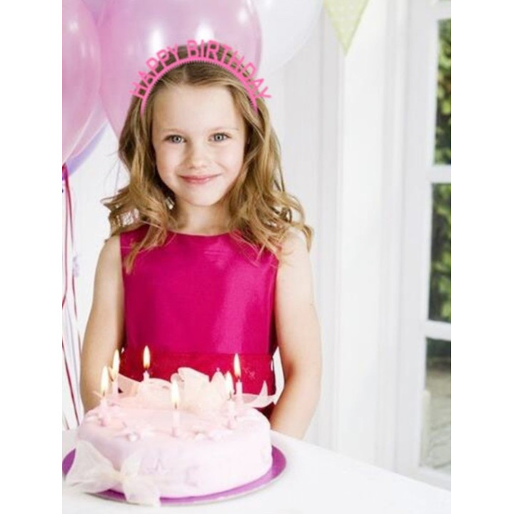 Rožinis lankelis Happy birthday