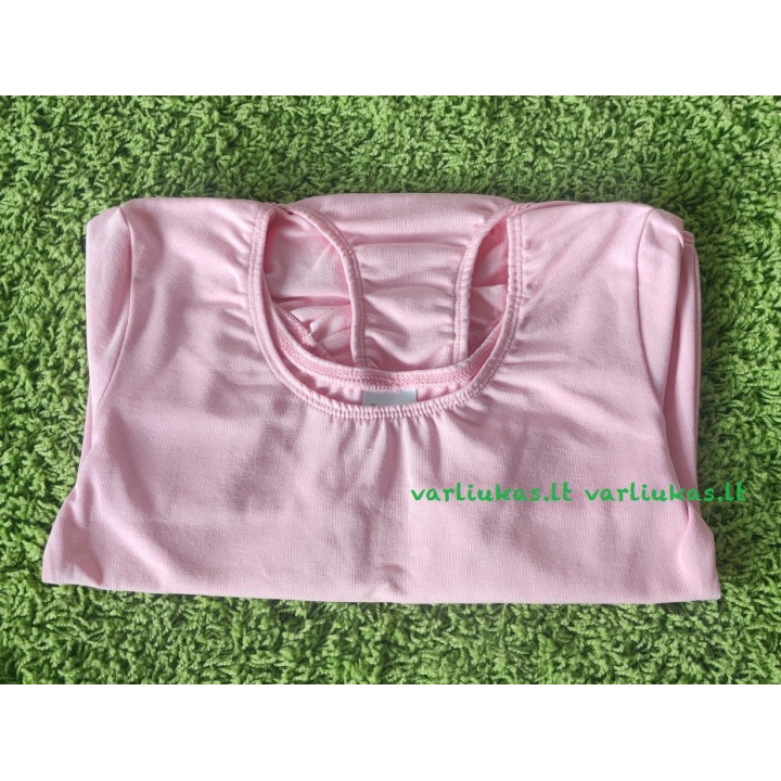 Rožinis (baby pink) triko, trumpomis rankovėmis, be užsegimo