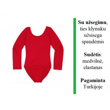 Raudonas triko, ilgomis rankovėmis, su užsegimu
