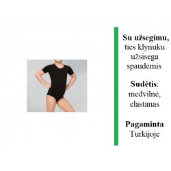 Juodas triko, trumpomis rankovėmis, užsisega spaudėmis
