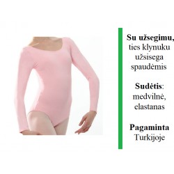 Rožinis triko, ilgomis rankovėmis, su užsegimu