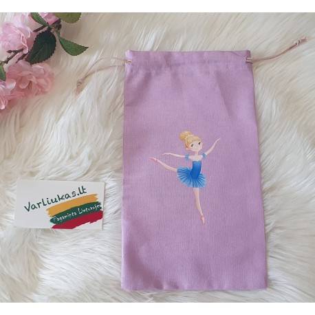 Alyvinis šokių batelių maišelis su balerina