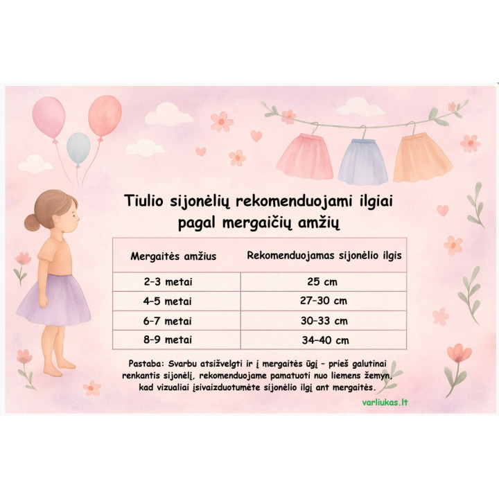 27 cm. ilgio rožinis tiulio sijonėlis