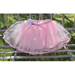 Rožinis tiulio sijonėlis su rožiniu apsiuvu