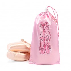 Rožinis šokių batelių maišelis su tinkleliu