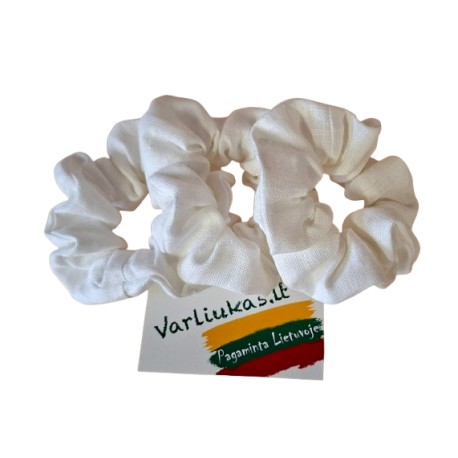 Lininės baltos plaukų gumytės, 3 vnt