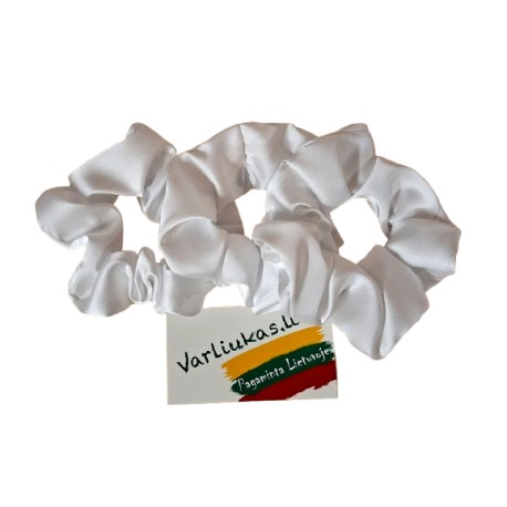 Satino baltos plaukų gumytės, 3 vnt