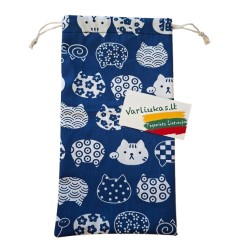 Mėlynas šokių batelių maišelis su katinukais
